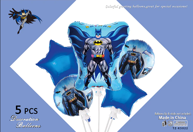 Buy Online 5pcs Batman Theme Foil Balloon Set | Gente.pk