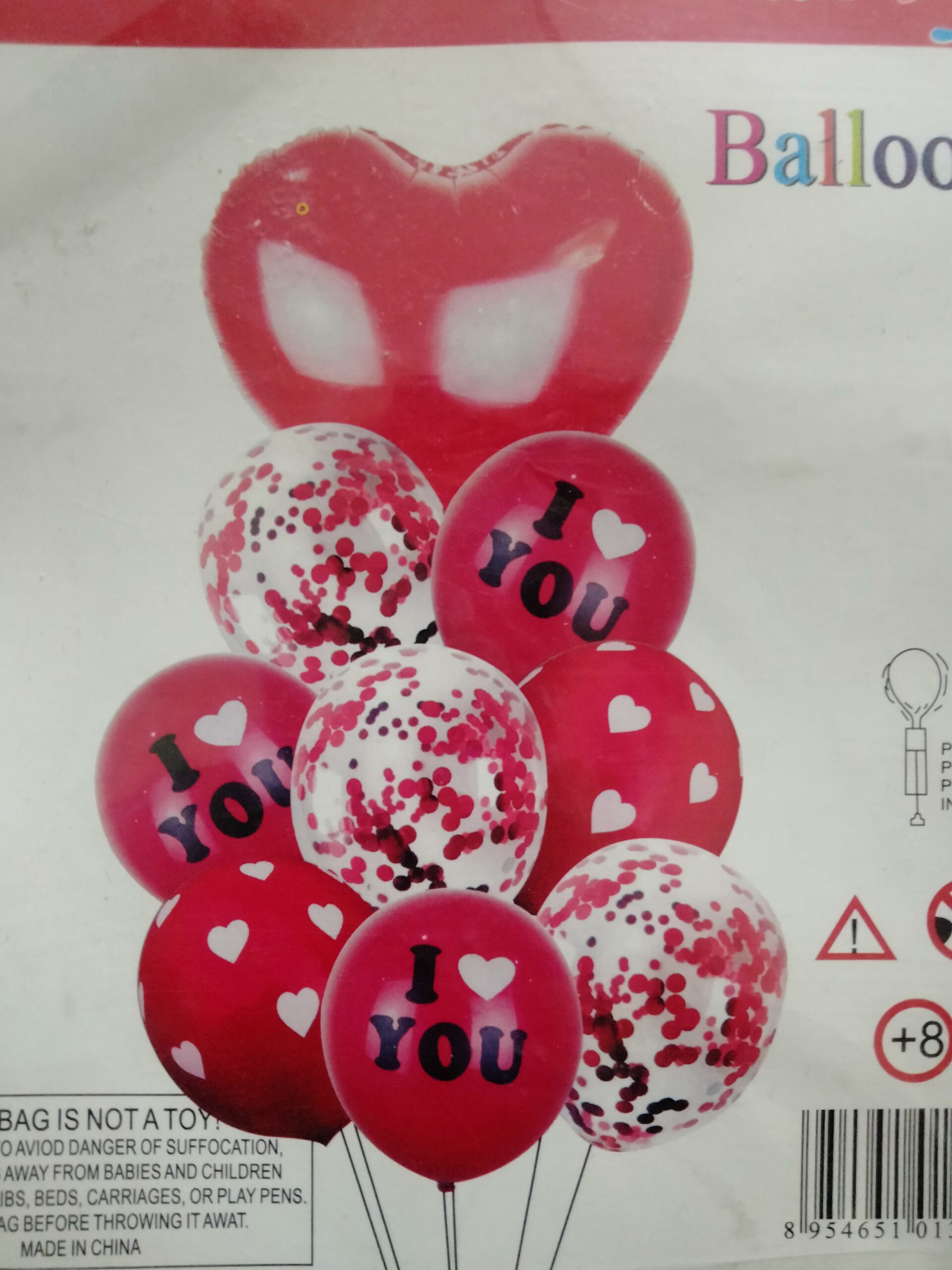 Buy Online Love You Foil, Printed & Confetti Balloon Set (9pcs) | Gente.pk