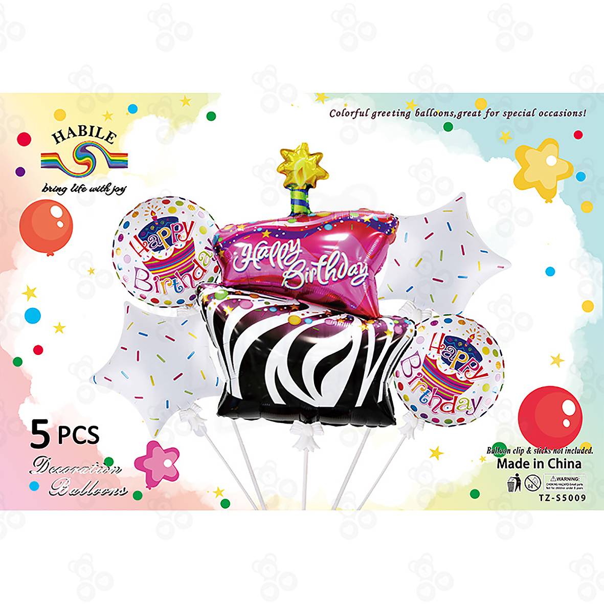 Buy Online 5pcs Happy Birthday Foil Balloon Set | Gente.pk