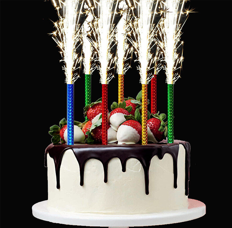 Buy Online Pack of 6 Sparkling Multicolor Candles For Birthday Cake | Gente.pk
